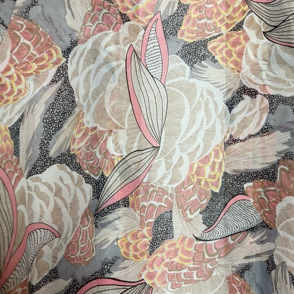 Anthropologie Pink/Tan Floral Kimono 3/4 Sleeve One Size - Picture 9 of 11